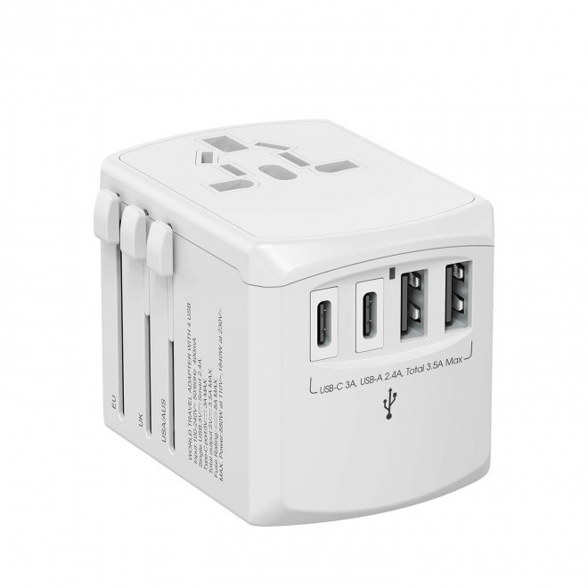  ADAPTATEUR DE VOYAGE PERSONNALISABLE 'TRIPPER' - blanc