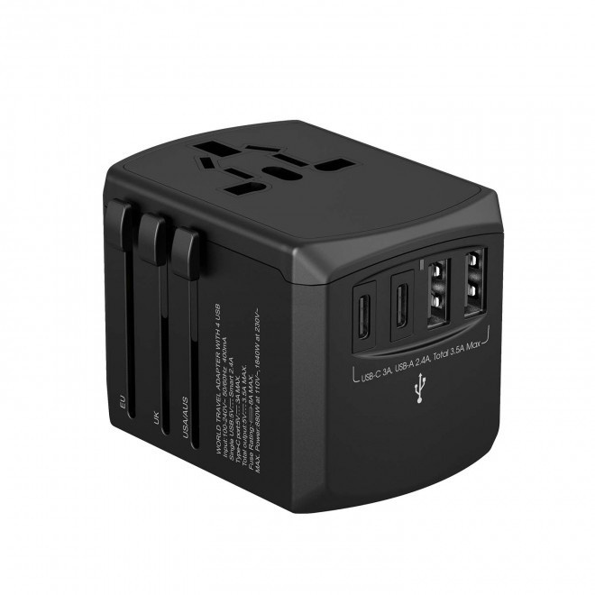 ADAPTATEUR DE VOYAGE PERSONNALISABLE 'TRIPPER' - noir