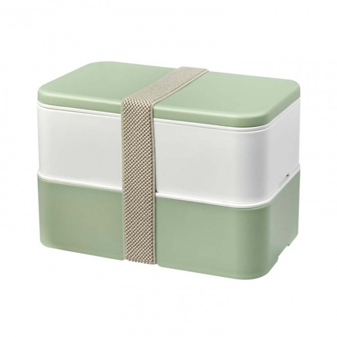 LUNCH BOX BIO PLASTIQUE PERSONNALISABLE 'STOBO DOUBLE' - vert/blanc
