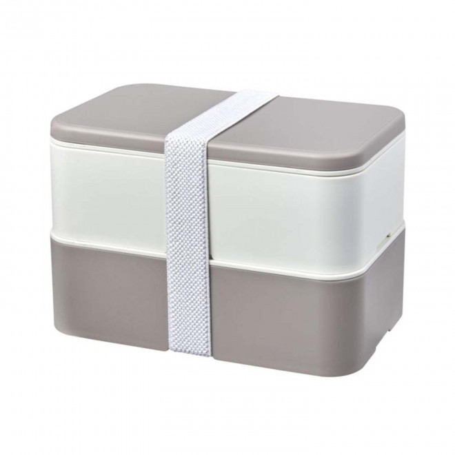 LUNCH BOX BIO PLASTIQUE PERSONNALISABLE 'STOBO DOUBLE' - gris/blanc