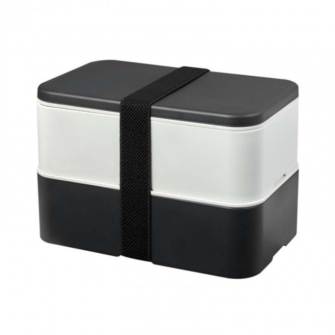 LUNCH BOX BIO PLASTIQUE PERSONNALISABLE 'STOBO DOUBLE' - noir/blanc