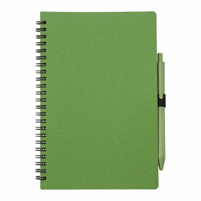 CARNET PERSONNALISABLE A5 EN PP ET PAILLE DE BLE 'PIPA' - vert