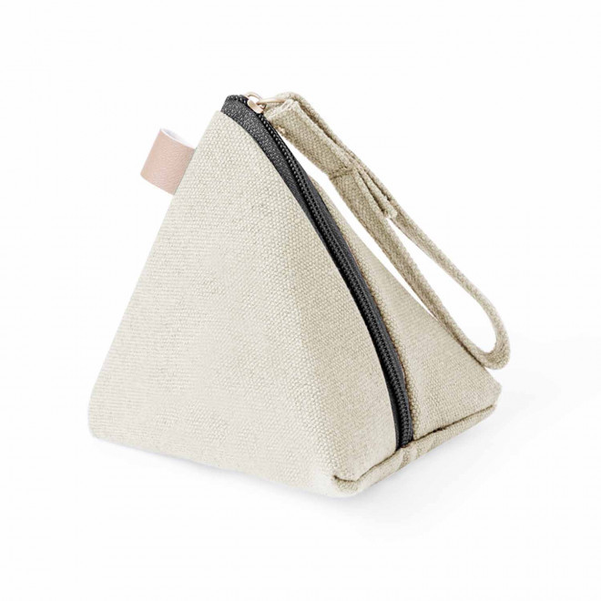 PORTE MONNAIE PERSONNALISABLE EN CANVAS 'PYRAM' - beige