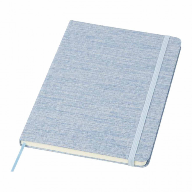 CARNET A5 RIGIDE PERSONNALISE COTON 'HELDA' - bleu clair
