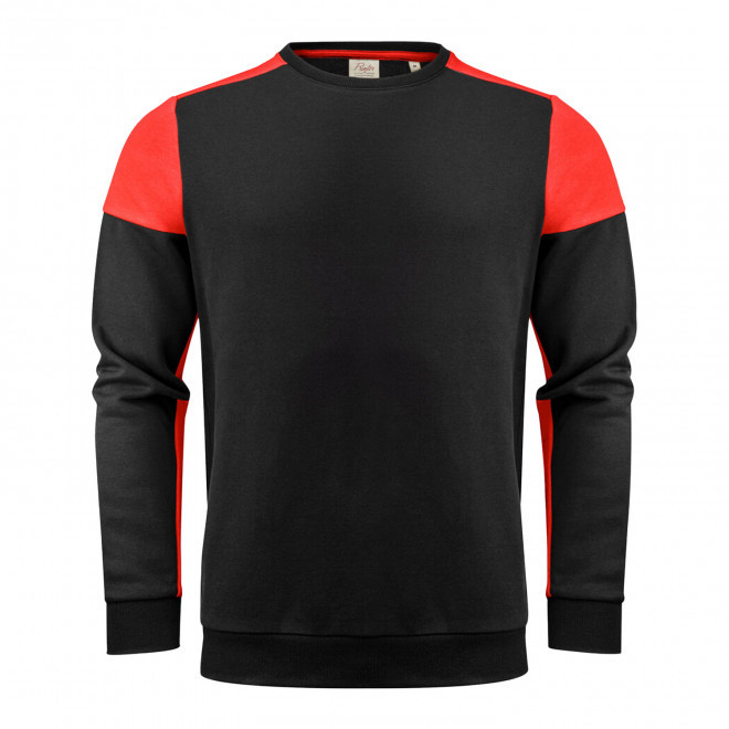 SWEAT COL ROND MIXTE PERSONNALISABLE 'PRIME SWEAT ROND' - noir/rouge