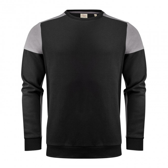 SWEAT COL ROND MIXTE PERSONNALISABLE 'PRIME SWEAT ROND' - noir/gris