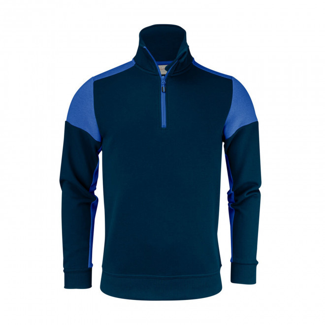 SWEAT DEMI ZIP MIXTE PERSONNALISABLE 'PRIME SWEAT HALF' - bleu marine/bleu royal