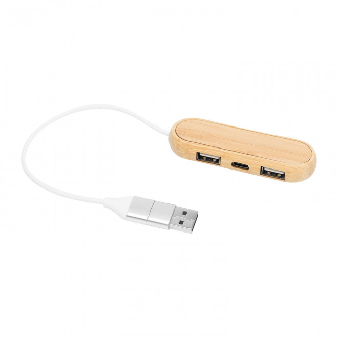HUB DOUBLE USB BAMBOU PERSONNALISABLE 'FLOOPY' - bois