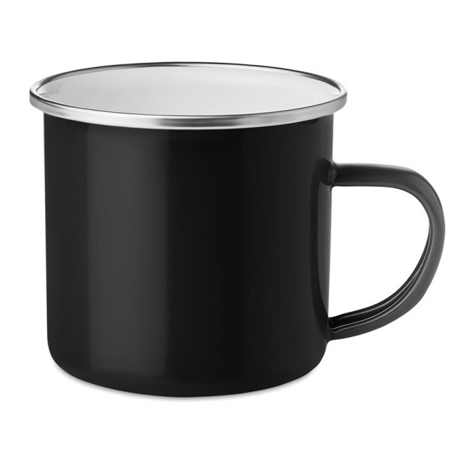 MUG PUBLICITAIRE EN MÉTAL ÉMAILLÉ 350ML 'RANIA' - noir