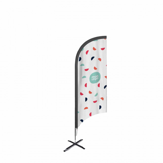 DRAPEAU PERSONNALISÉ ORIFLAMME PLUME + PIED CROISILLON 'DRAPUS' - 65x240cm