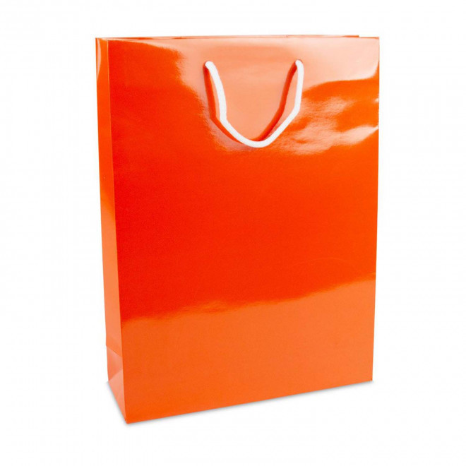 SAC EN PAPIER LUXE 30X10X40 PERSONNALISABLE 'BOLI' - orange