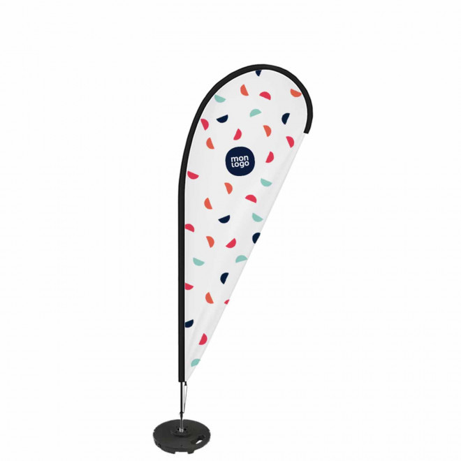 DRAPEAU PERSONNALISÉ ORIFLAMME GOUTTE + SOCLE EN BÉTON/PVC 'TOLEN' - 75 x 220 cm