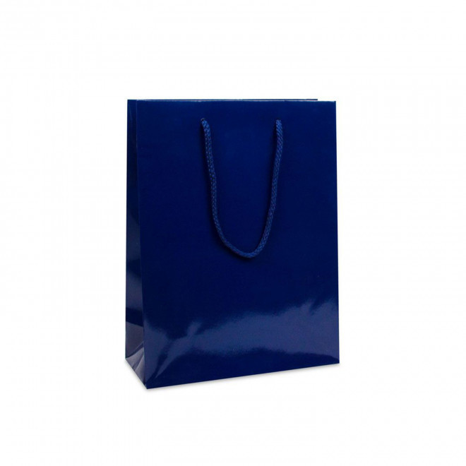 SAC EN PAPIER LUXE 20X8X26 PERSONNALISABLE 'BOLI' - bleu foncé