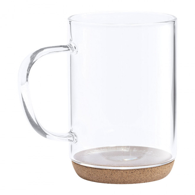 MUG PERSONNALISÉ EN VERRE ET LIÈGE 'HINDA' - transparent/liège
