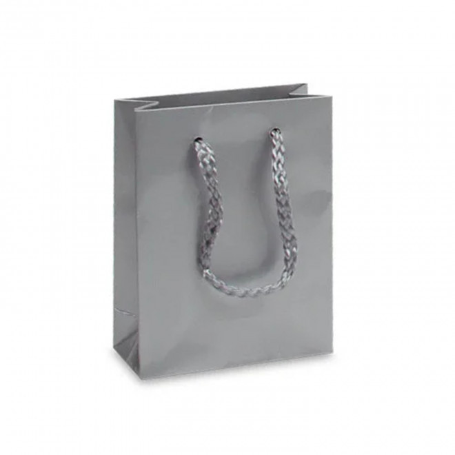 SAC EN PAPIER LUXE 10x4.5x13 PERSONNALISABLE 'BOLI' - argenté