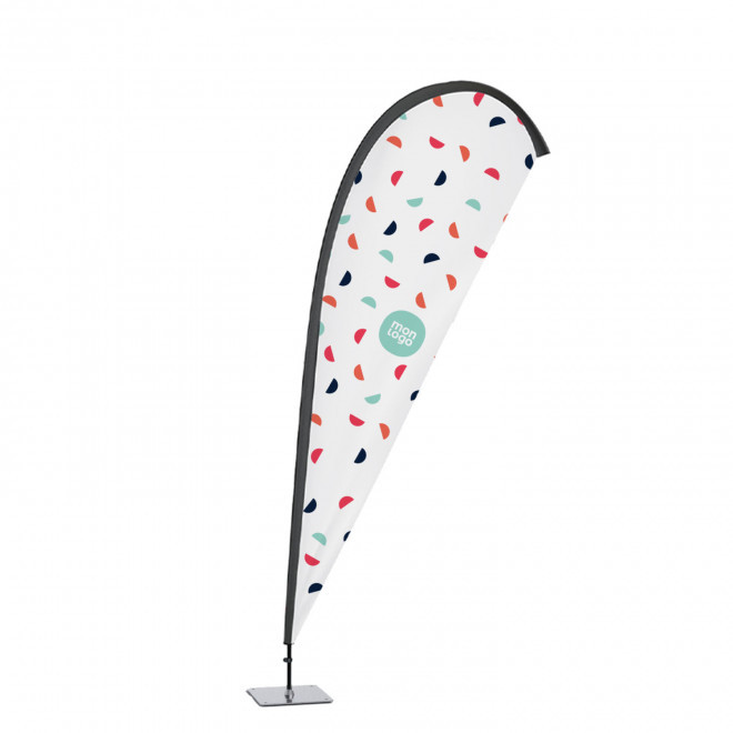 DRAPEAU PUBLICITAIRE ORIFLAMME GOUTTE + PLAQUE ACIER 'TOLEN' - 110x350cm
