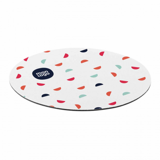 TAPIS DE SOURIS PERSONNALISABLE ROND 'SULIM SUBLI' - blanc