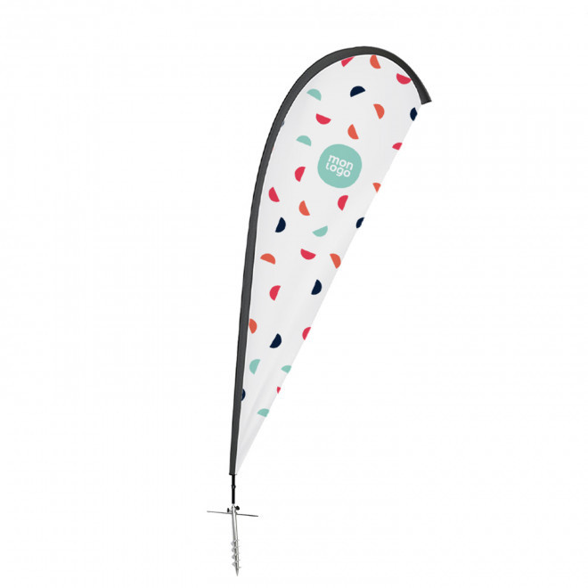 DRAPEAU PUBLICITAIRE ORIFLAMME GOUTTE + PIED À VISSER 'TOLEN' - L : 120 x 480 cm