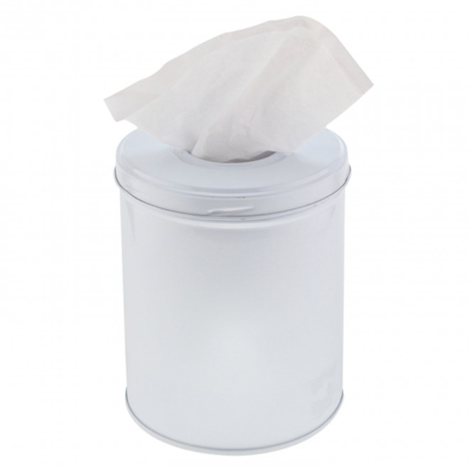 BOITE DE MOUCHOIRS PERSONNALISABLE 'TCHOUMA METAL' - blanc