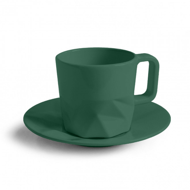 TASSE PERSONNALISABLE AVEC SOUCOUPE EUROPE 80 ML 'CELESTA' - vert foncé