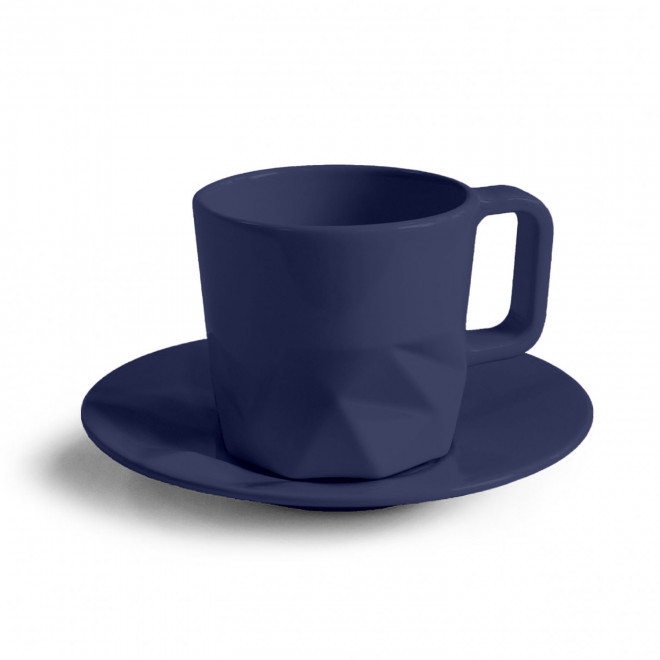 TASSE PERSONNALISABLE AVEC SOUCOUPE EUROPE 80 ML 'CELESTA' - bleu foncé