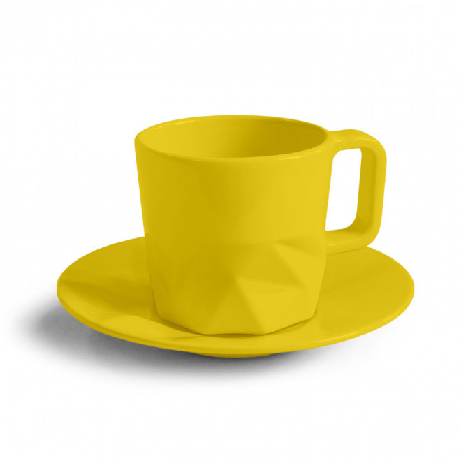 TASSE PERSONNALISABLE AVEC SOUCOUPE EUROPE 80 ML 'CELESTA' - jaune