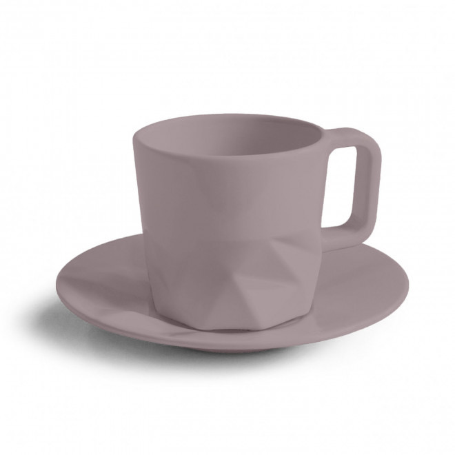 TASSE PERSONNALISABLE AVEC SOUCOUPE EUROPE 80 ML 'CELESTA' - taupe mat