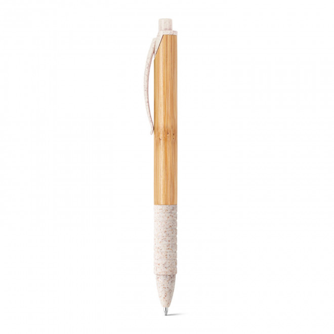 STYLO PERSONNALISABLE EN BAMBOU MINE BLEUE 'BAMGRIP' - naturel