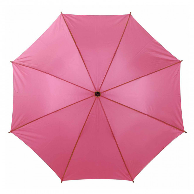 PARAPLUIE AVEC MANCHE CANNE BOIS AUTO PERSONNALISE 'DUNDEE' - rose clair