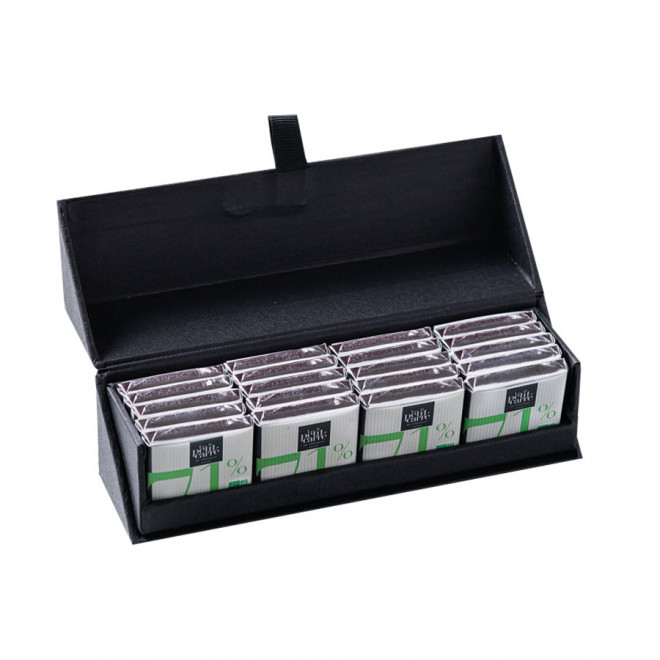 COFFRET PERSONNALISÉ DE 20 CARRÉS DE CHOCOLAT LPCC® 'DELICATESSE' - noir