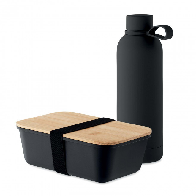 SET PERSONNALISABLE LUNCH BOX ET BOUTEILLE 'MYDY' - noir