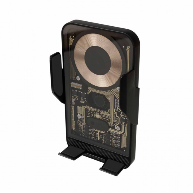 SUPPORT CHARGEUR DE VOITURE PERSONNALISABLE 15W 'CUIVROUT' - noir