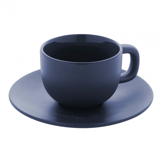SET TASSES CAPPUCCINO AVEC SOUCOUPE PERSONNALISABLE 'TOSSA' - bleu foncé