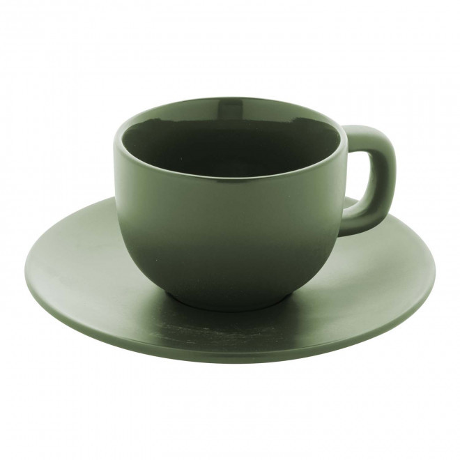SET TASSES CAPPUCCINO AVEC SOUCOUPE PERSONNALISABLE 'TOSSA' - vert