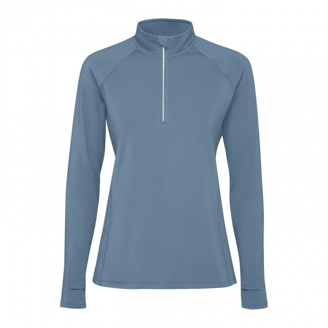 SWEAT DEMI-ZIP RESPIRANT FEMME PERSONNALISABLE 'ESTAMBUL' - bleu gris