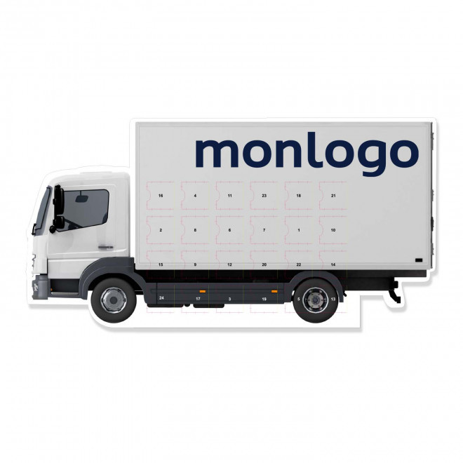 CALENDRIER DE L AVENT A LA FORME PERSONNALISABLE 'SMACKI' - camion