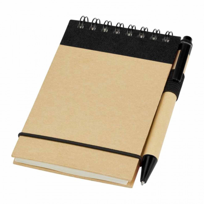 BLOC NOTES RECYCLE PERSONNALISABLE AVEC STYLO 'PAPYRUS 2' - noir