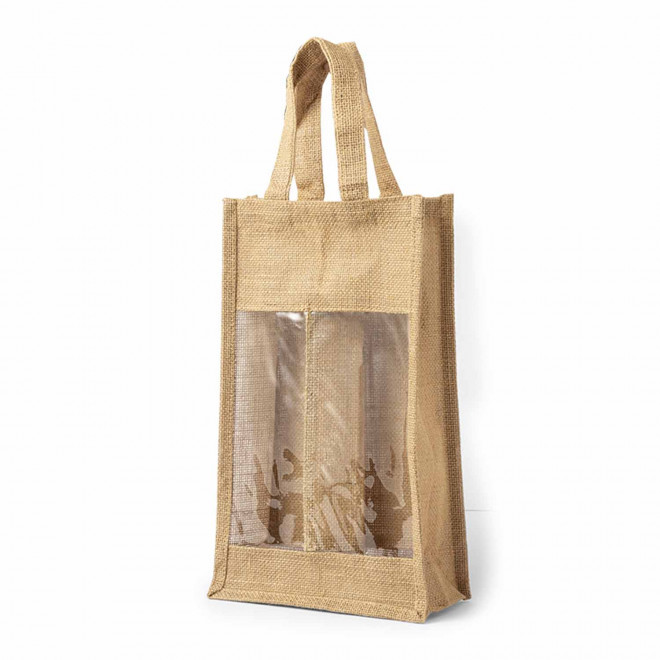 SAC BOUTEILLE EN JUTE PERSONNALISABLE 'NONYM DOUBLE' - naturel