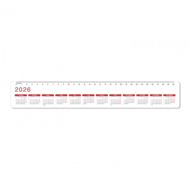REGLE CALENDRIER 30 CM PERSONNALISEE 'REGLAS DATE' - rouge
