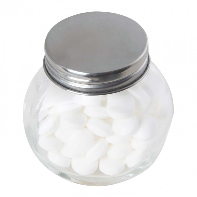 BONBONNIERE PASTILLES A LA MENTHE PERSONNALISABLE 'YAMA' - argenté