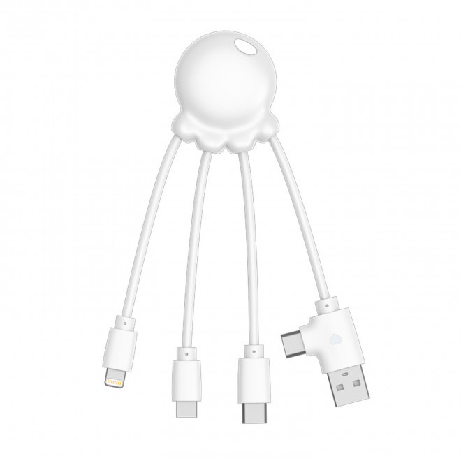 EXP 72H - CABLE DE CHARGE 3 EN 1 PERSONNALISABLE 'OCTOPUS OBP'  - blanc
