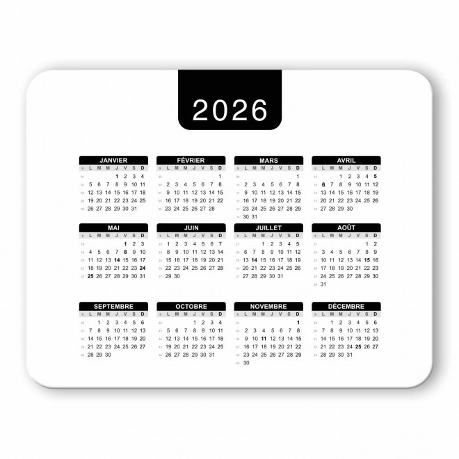 TAPIS DE SOURIS PERSONNALISABLE 'PADY DATE' - noir - rectangle