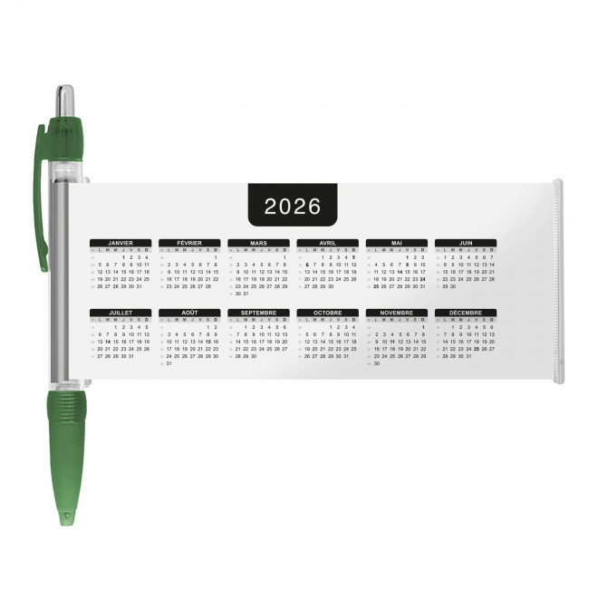 STYLO BANNIERE CALENDRIER PERSONNALISABLE 'SCROLL DATE' - vert foncé grille_noire