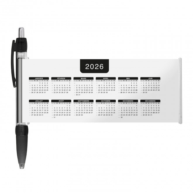 STYLO BANNIERE CALENDRIER PERSONNALISABLE 'SCROLL DATE' - noir grille_noire