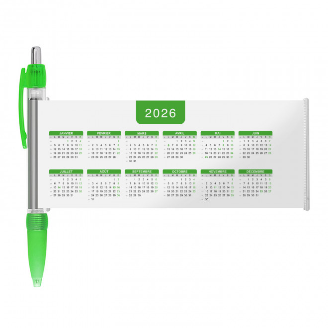 STYLO BANNIERE CALENDRIER PERSONNALISABLE 'SCROLL DATE' - vert clair grille_verte