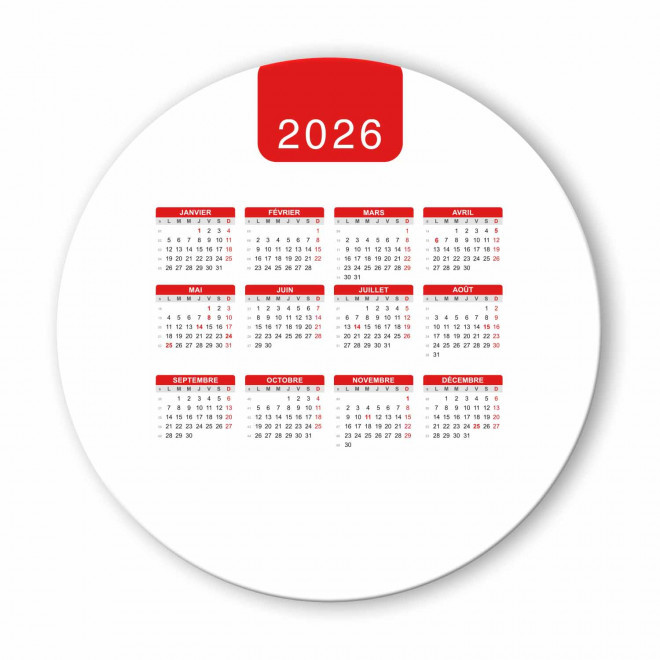 TAPIS DE SOURIS PERSONNALISABLE 'PADY DATE' - rouge - rond