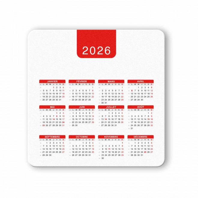 TAPIS DE SOURIS CALENDRIER PERSONNALISABLE 'PERSOLITO DATE' - rouge