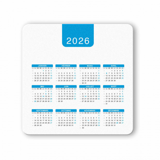 TAPIS DE SOURIS CALENDRIER PERSONNALISABLE 'PERSOLITO DATE' - bleu
