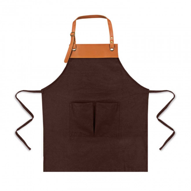 TABLIER BARISTA PU COTON PERSONNALISABLE 'BARISTYLE' - brun foncé