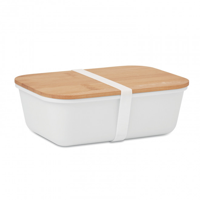 LUNCH BOX COUVERCLE EN BAMBOU PERSONNALISABLE 'BUCATI' - blanc